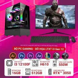 Máy tính để bàn lắp ráp Gaming đồ họa LTXT i3 12100F | NVIDIA® GeForce RTX™ 3050 6GB