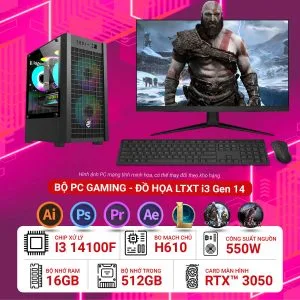 Máy tính để bàn lắp ráp Gaming đồ họa LTXT i3 14100F | NVIDIA® GeForce RTX™ 3050 6GB