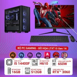 Máy tính để bàn lắp ráp Gaming đồ họa LTXT i5 14400F | NVIDIA® GeForce RTX™ 3060 12GB