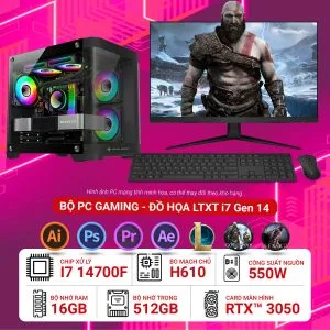 Máy tính để bàn lắp ráp Gaming đồ họa LTXT i7 14700F | NVIDIA® GeForce RTX™ 3050 6GB